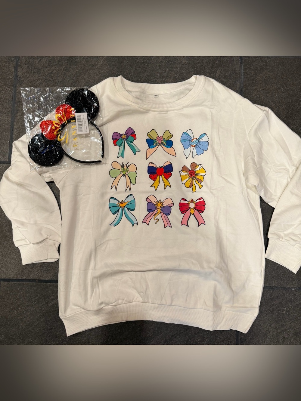 Women’s Disney Princess Bows Sweatshirt with Sequin Mouse Ears Bundle